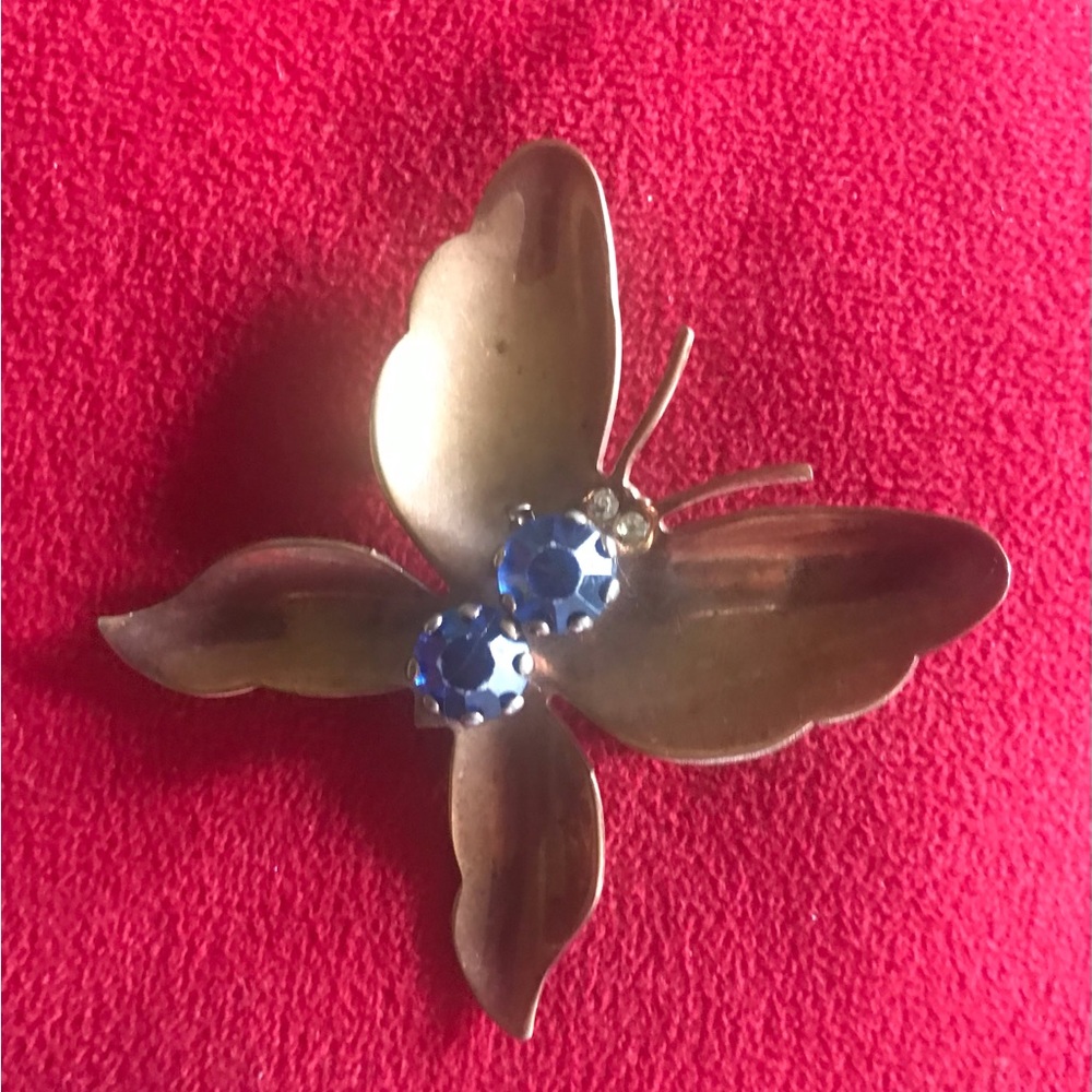 Vintage Rhinestone Butterfly Pin Brooch